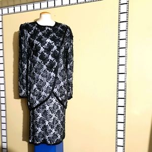 Vintage beaded black & ivory Lace dress.